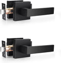 Sleek Matte Black Passage Door Levers - Heavy Duty Non-Locking Handles, Reversible Design for Any Door, 2 Pack
