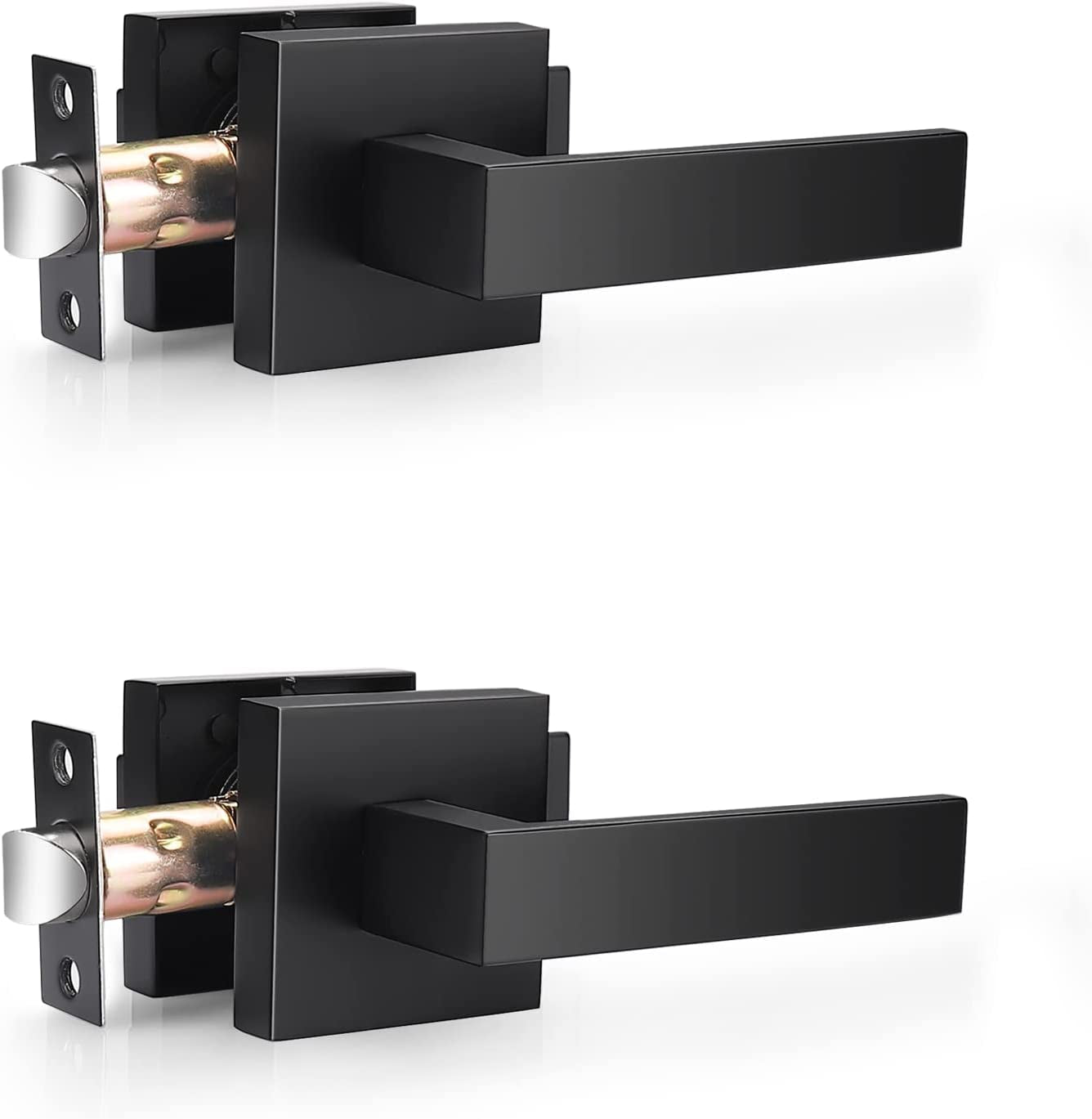 Sleek Matte Black Passage Door Levers - Heavy Duty Non-Locking Handles, Reversible Design for Any Door, 2 Pack