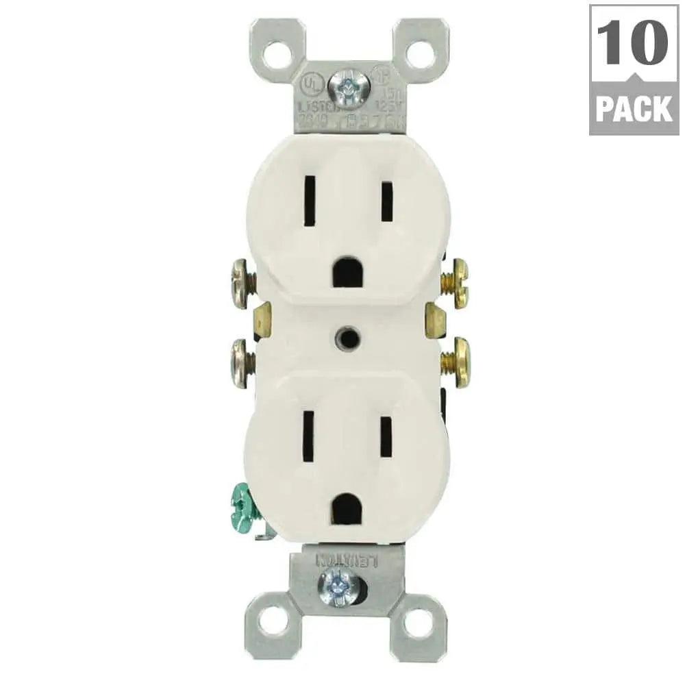 15 Amp 125V Duplex Outlet/Receptacle, White, Pack of 10, Model 5320-WMP