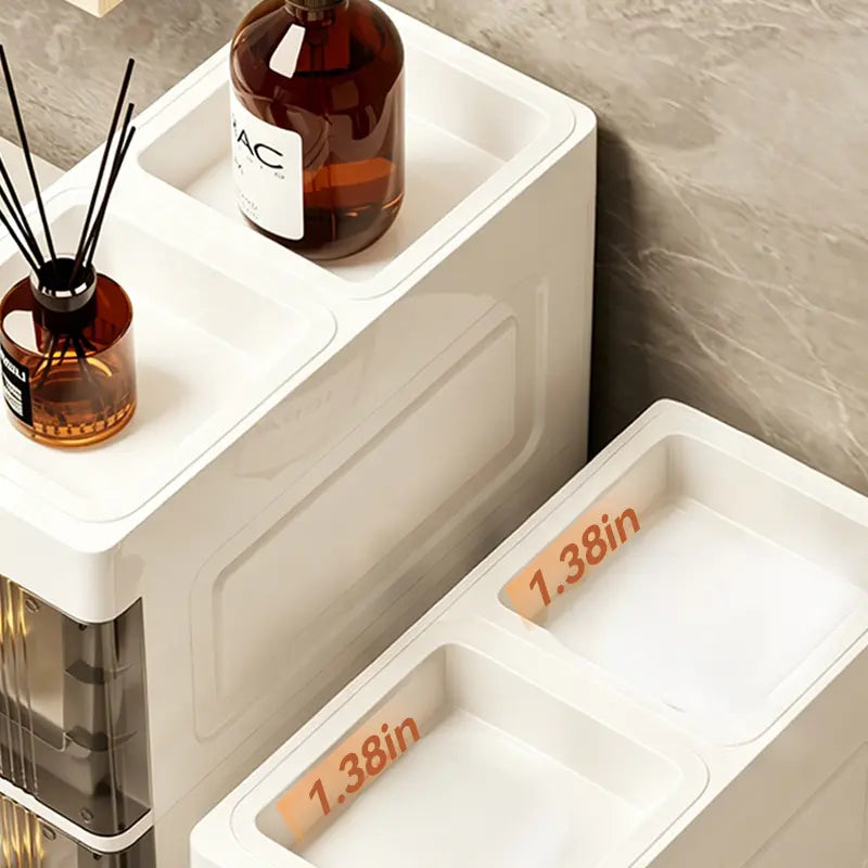 Ultra-Slim 7" Storage Cart - Space-Saving Narrow Drawer Organizer for Bathroom & Kitchen (3/4/5/6 Tier)