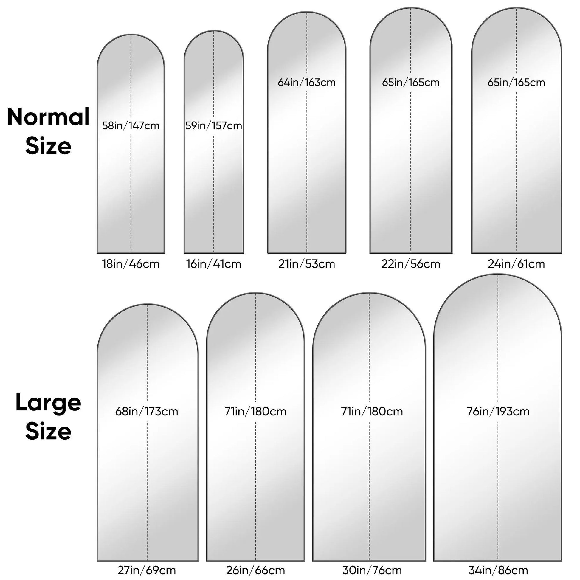 Antok 81" x 41" Arched Full-Length Floor Mirror with Stand, Aluminum Frame, Shatterproof Nano Glass, Modern Home Decor, Gold/Black Rounded Finish