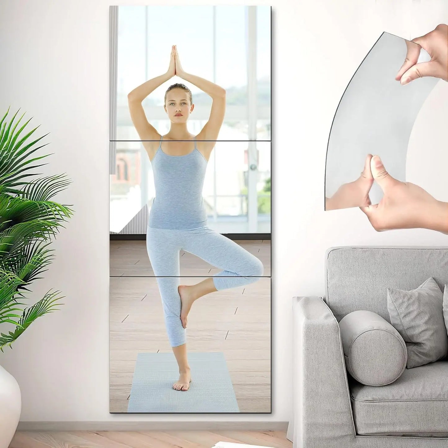 Acrylic Self-Adhesive Mirror Tiles - Flexible Decorative Wall Stickers, Available in 20x24 Inches and 20x60 Inches, 3mm Thick, Ideal for Bedroom, Gym, Ceiling, and Home Fitness Applications