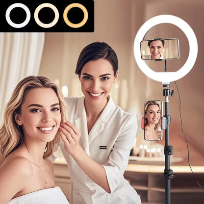 12-Inch Adjustable LED Ring Light with 43-Inch Tripod Stand - Dimmable Multi-Scene Fill Light for Live Streaming, TikTok Videos, Portrait Photography, and YouTube Content Creation