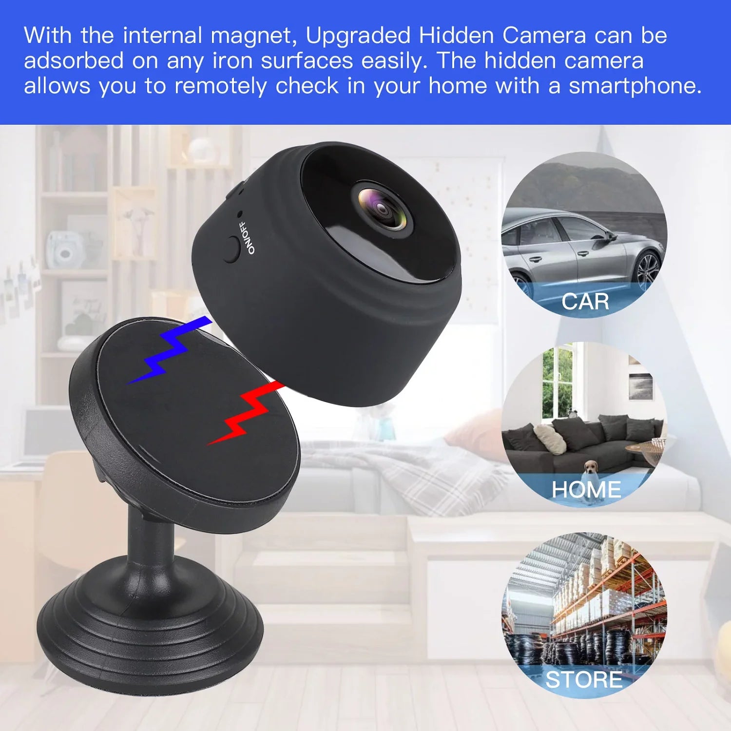 SZDUDU Mini Wireless Security Camera - Full HD 720P, Night Vision, Motion Detection, Perfect for Home, Car, Office, and Outdoor Use