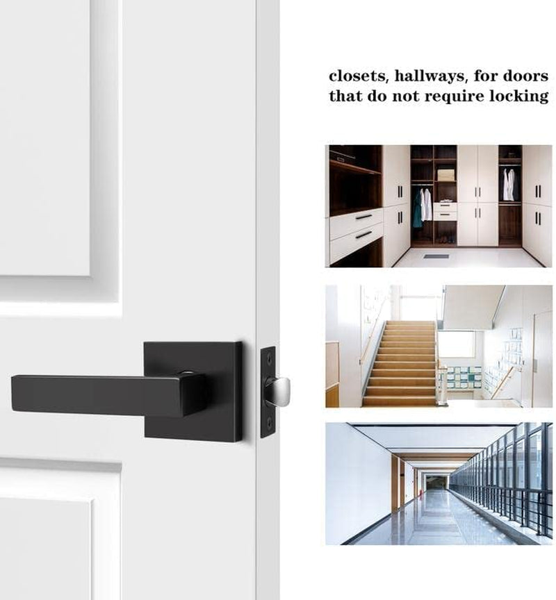 Sleek Matte Black Passage Door Levers - Heavy Duty Non-Locking Handles, Reversible Design for Any Door, 2 Pack