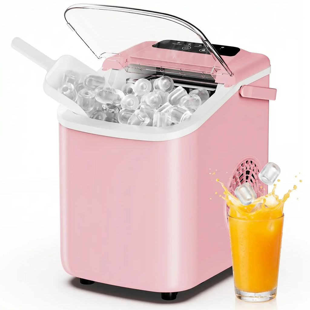 Portable Countertop Ice Maker - 9 Bullet Ice Cubes in 6 Mins, 26Lbs Daily, Auto-Cleaning, Includes Basket & Scoop - Perfect for Home, Kitchen, RV & Camping