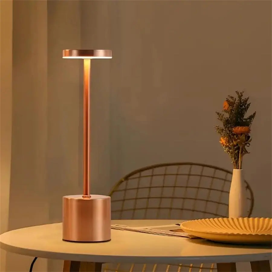 Contemporary Touch-Control LED Table Lamp, Rechargeable Portable Ambient Light for Home, Living Room, and Bedroom Decor