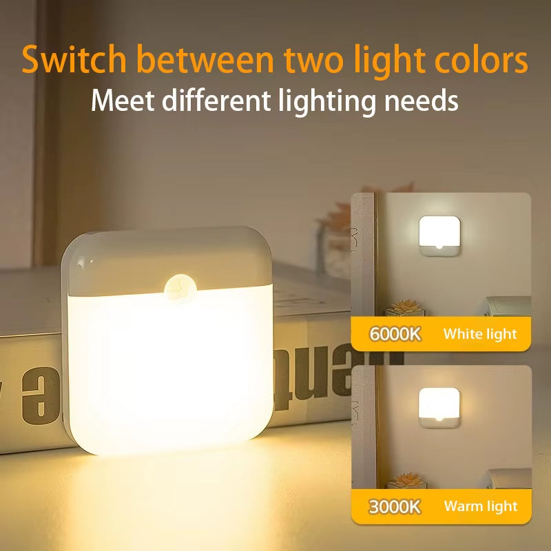 Rechargeable Wireless LED Motion Sensor Night Light - Perfect for Cabinets, Wardrobes, and Staircases