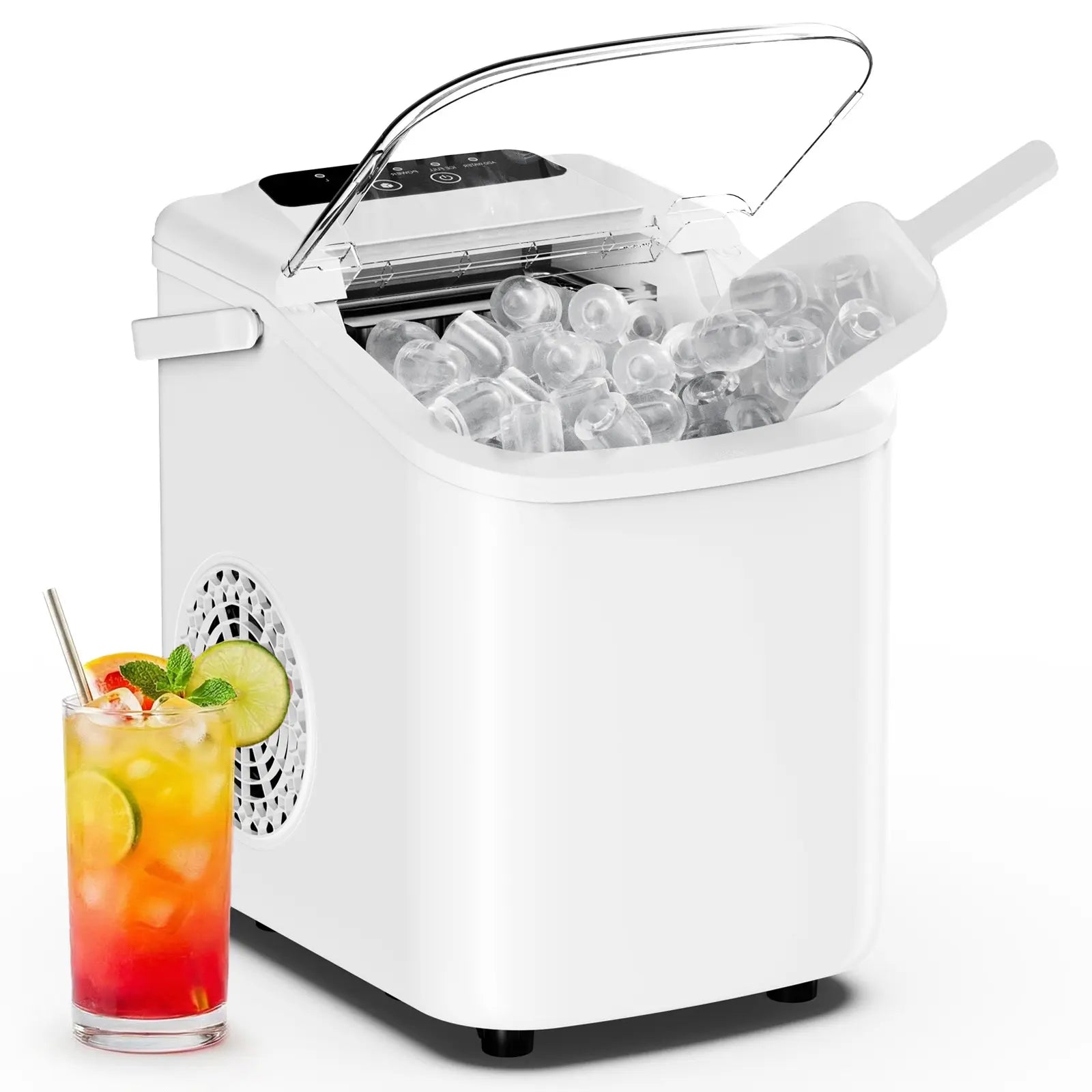 Portable Countertop Ice Maker - 9 Bullet Ice Cubes in 6 Mins, 26Lbs Daily, Auto-Cleaning, Includes Basket & Scoop - Perfect for Home, Kitchen, RV & Camping