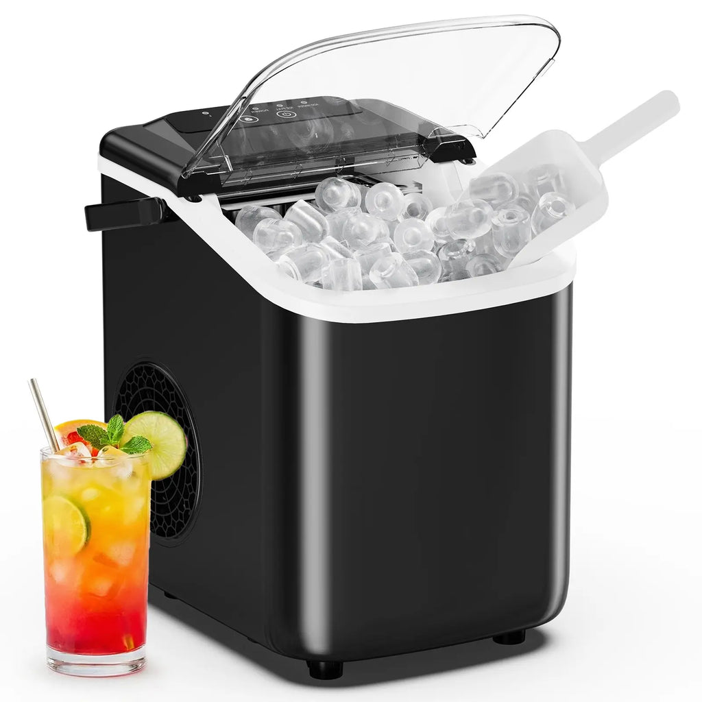 Portable Countertop Ice Maker - 9 Bullet Ice Cubes in 6 Mins, 26Lbs Daily, Auto-Cleaning, Includes Basket & Scoop - Perfect for Home, Kitchen, RV & Camping