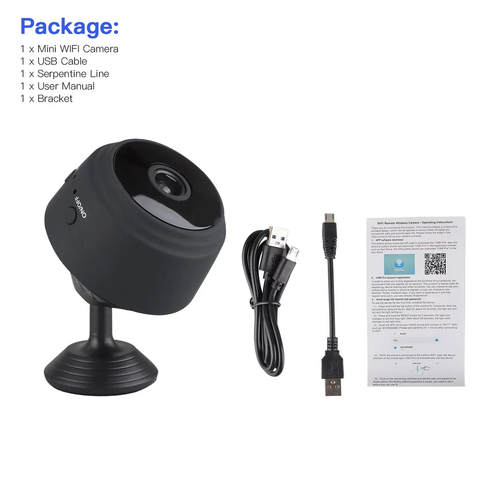 SZDUDU Mini Wireless Security Camera - Full HD 720P, Night Vision, Motion Detection, Perfect for Home, Car, Office, and Outdoor Use