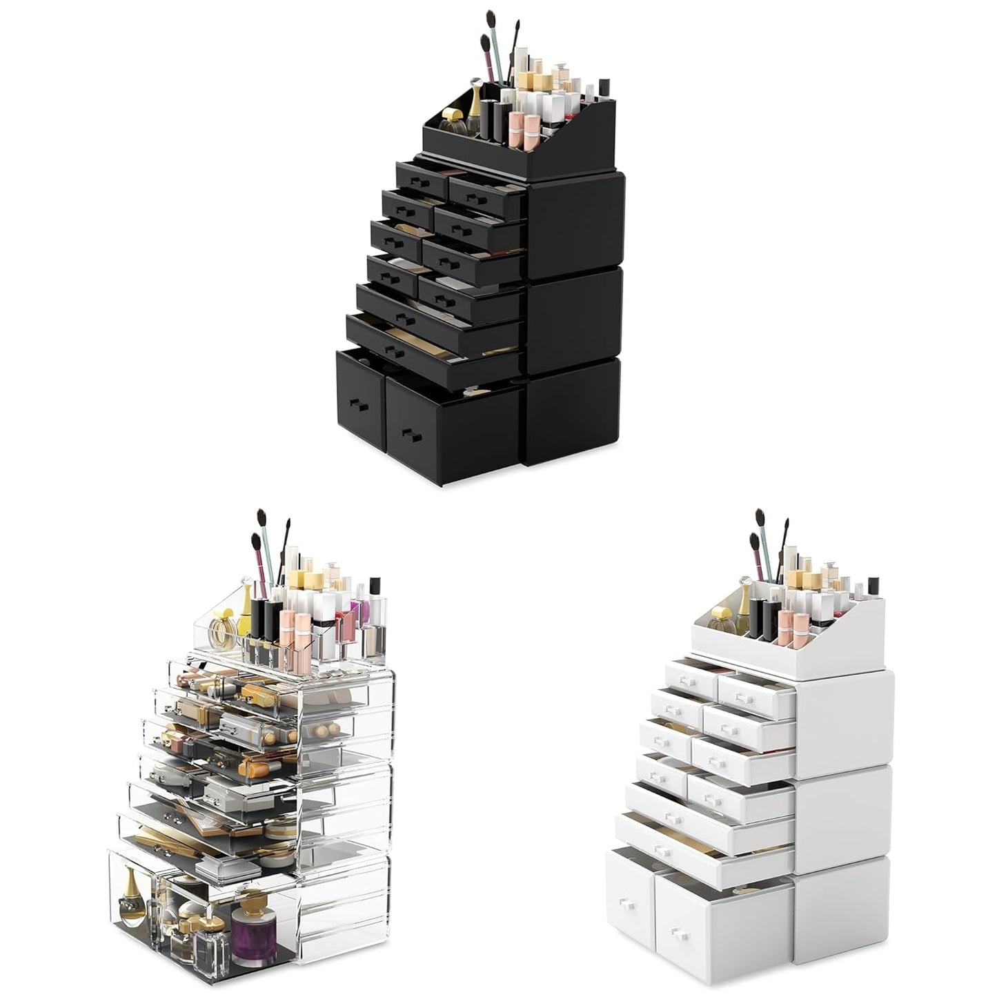 Cosmetic Organizer with 12 Drawer Storage System in White