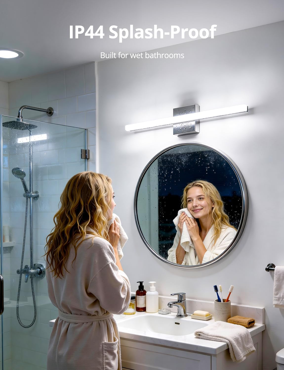 24-Inch LED Vanity Light Bar - Contemporary 14W IP44 Bathroom Fixture with Cool White 6000K for Enhanced Mirror Illumination