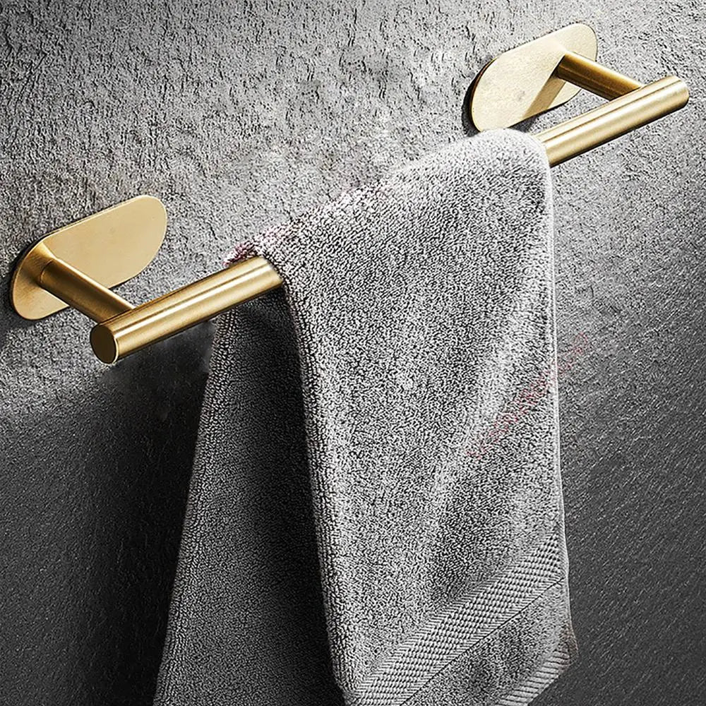 Stainless Steel Wall-Mounted Towel Rack - No Drilling Required, Essential Bathroom Organizer and Accessory