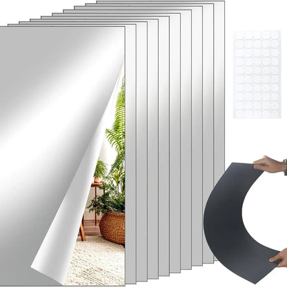 Acrylic Self-Adhesive Mirror Tiles - Flexible Decorative Wall Stickers, Available in 20x24 Inches and 20x60 Inches, 3mm Thick, Ideal for Bedroom, Gym, Ceiling, and Home Fitness Applications