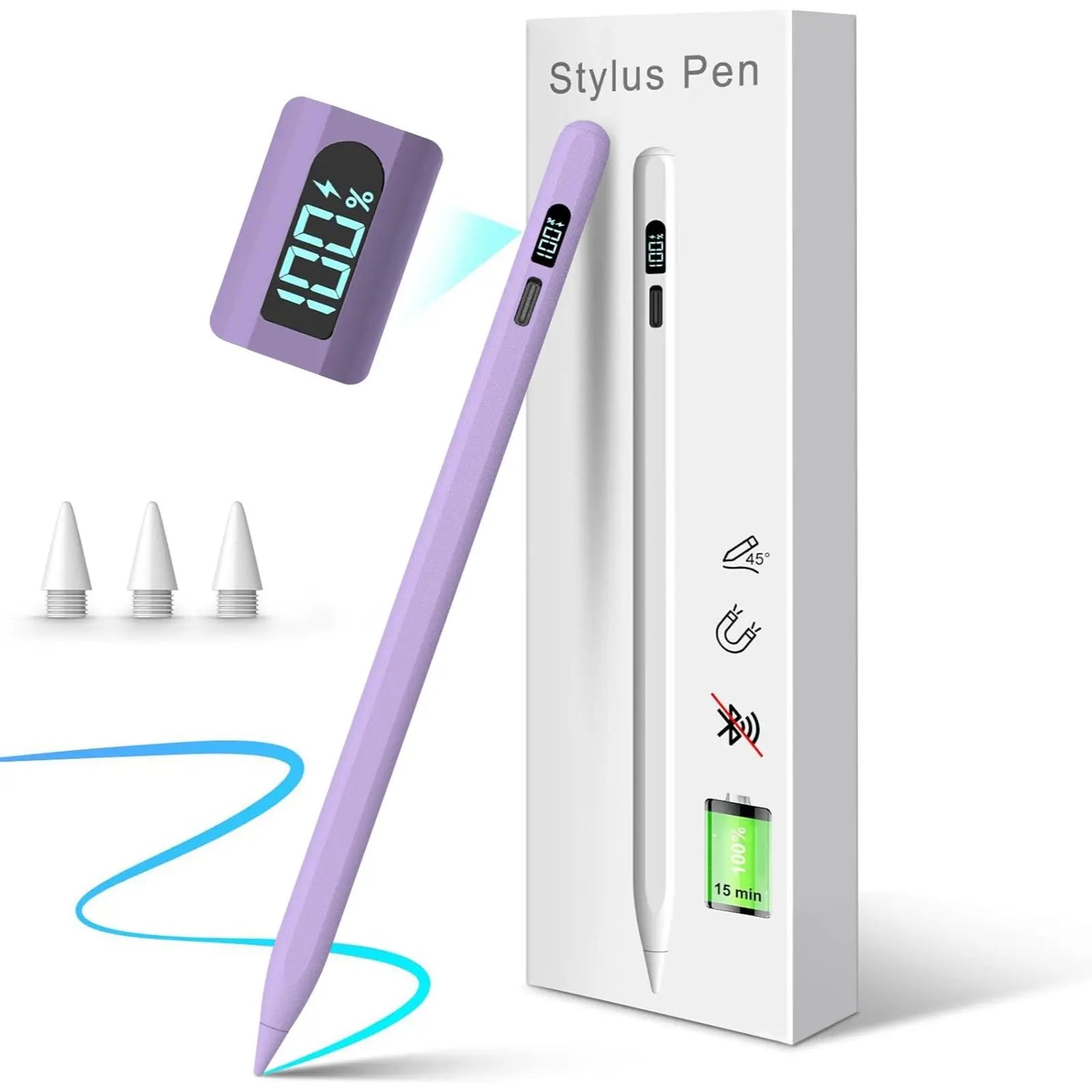 MEKO LED Stylus Pen for iPad (10th/9th/8th/7th/6th Gen), Pro (11"/12.9" M4), Air (5/4/3 M2), Mini (6/5) - Fast Charging, Palm Rejection, Tilt Sensitivity with LED Power Indicator