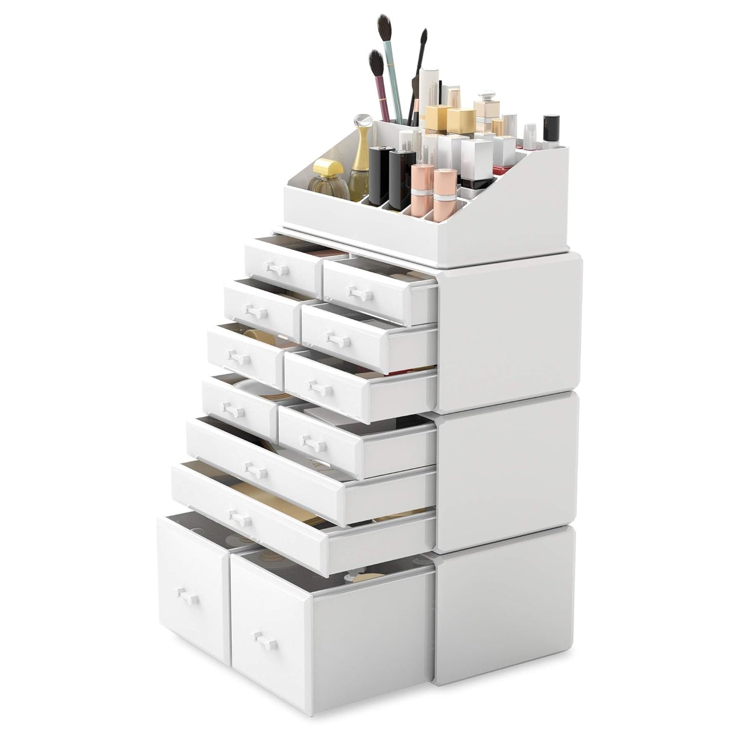 Cosmetic Organizer with 12 Drawer Storage System in White