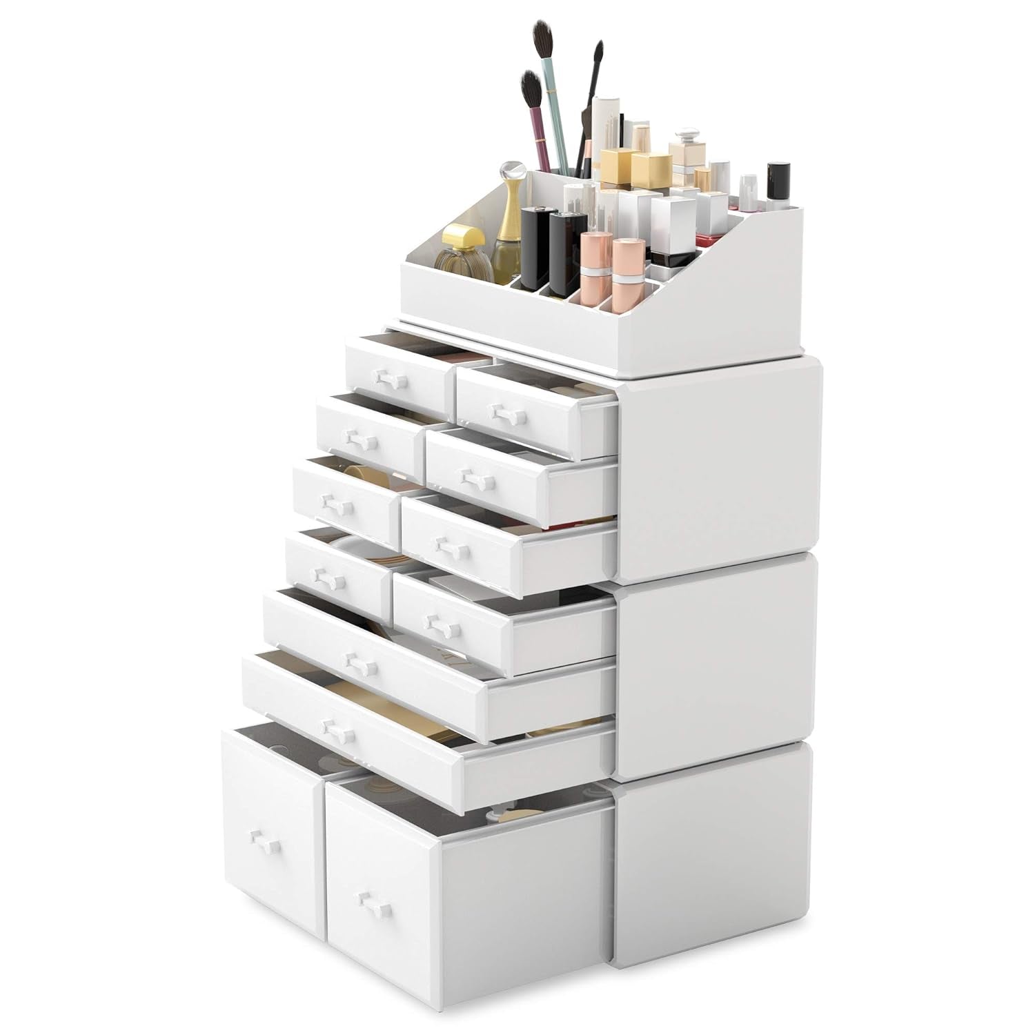 Cosmetic Organizer with 12 Drawer Storage System in White