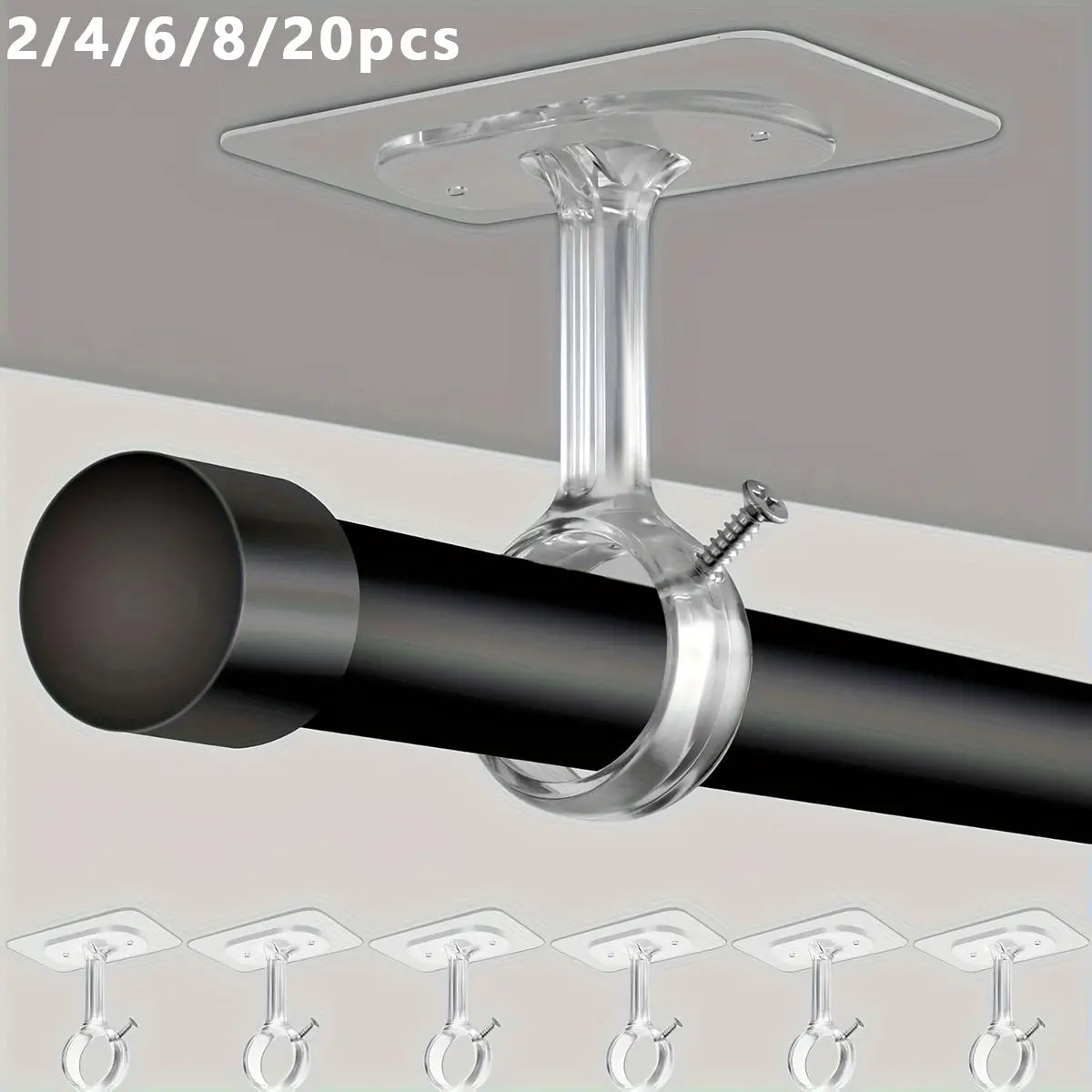 Innovative Drill-Free Ceiling-Mount Curtain Rod Brackets with Easy Self-Adhesive Installation for a Seamless Home Upgrade