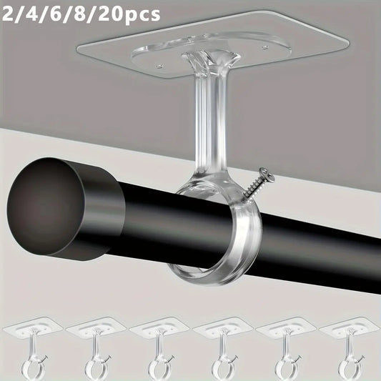 Innovative Drill-Free Ceiling-Mount Curtain Rod Brackets with Easy Self-Adhesive Installation for a Seamless Home Upgrade