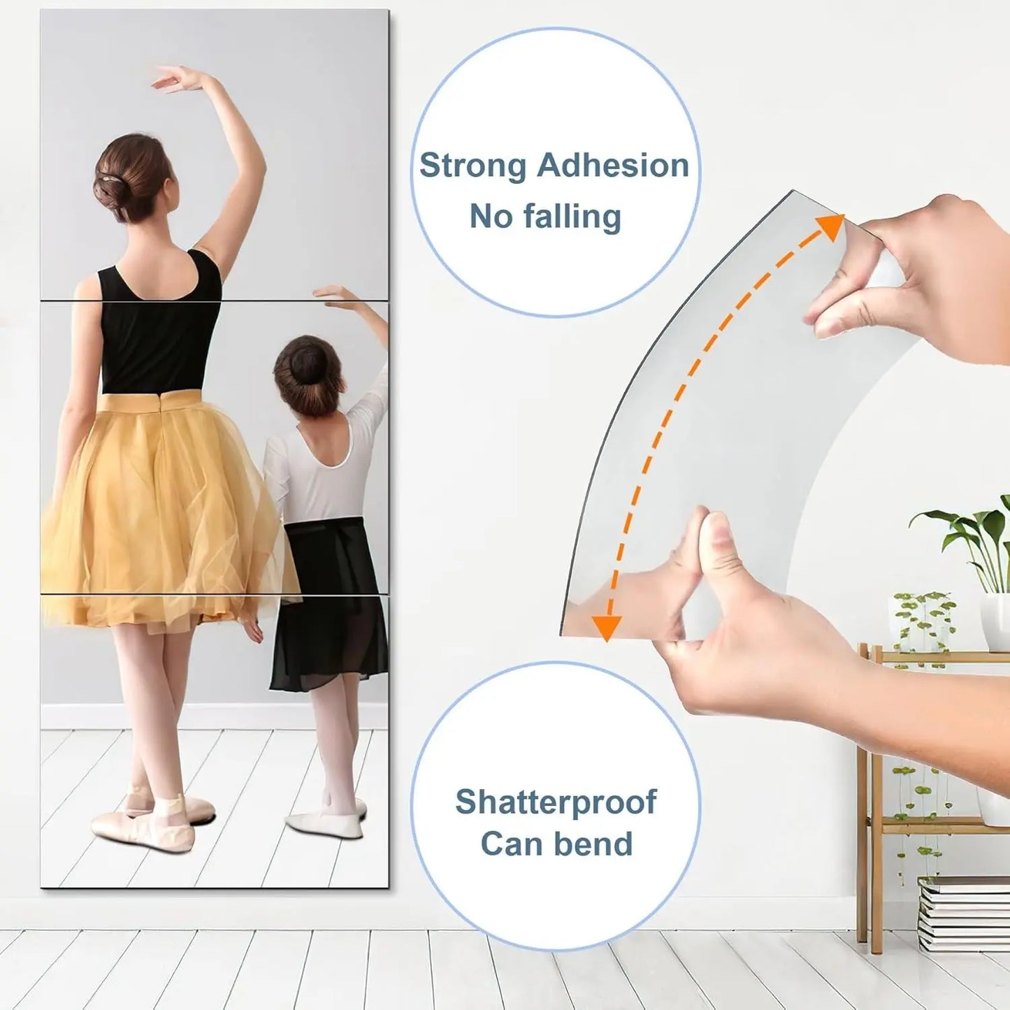 Acrylic Self-Adhesive Mirror Tiles - Flexible Decorative Wall Stickers, Available in 20x24 Inches and 20x60 Inches, 3mm Thick, Ideal for Bedroom, Gym, Ceiling, and Home Fitness Applications