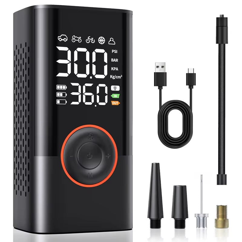 Wireless Portable Air Compressor - Electric Tire Inflator for Motorcycles, Bicycles, Boats, and More
