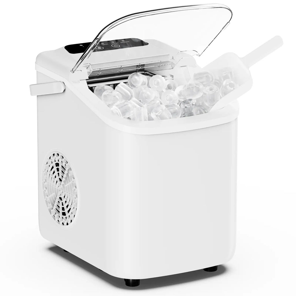 Portable Countertop Ice Maker - 9 Bullet Ice Cubes in 6 Mins, 26Lbs Daily, Auto-Cleaning, Includes Basket & Scoop - Perfect for Home, Kitchen, RV & Camping