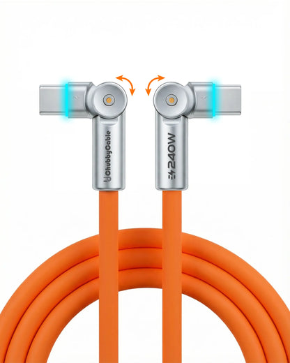 Chubbycable Chubby Rotatex - 240W Dual 180° Rotating Fast Charging Cable with LED Indicator, 48V 5A, USB 2.0, Type-C to Type-C, Available in 3.3Ft and 6.6Ft Lengths, Fast Charge and Data Transmission