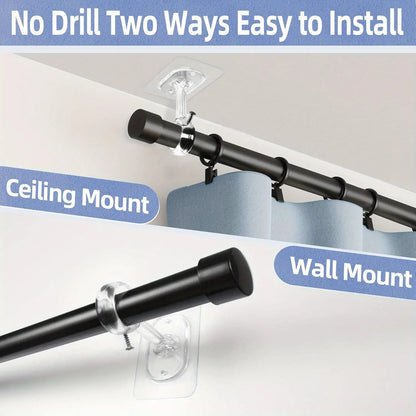 Innovative Drill-Free Ceiling-Mount Curtain Rod Brackets with Easy Self-Adhesive Installation for a Seamless Home Upgrade