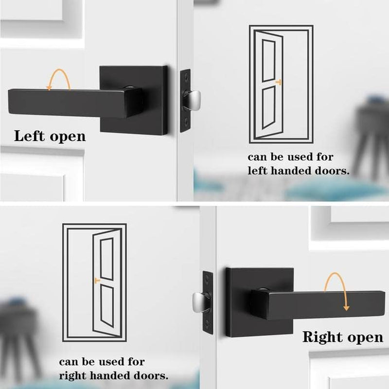 Sleek Matte Black Passage Door Levers - Heavy Duty Non-Locking Handles, Reversible Design for Any Door, 2 Pack