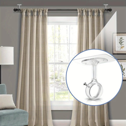 Innovative Drill-Free Ceiling-Mount Curtain Rod Brackets with Easy Self-Adhesive Installation for a Seamless Home Upgrade