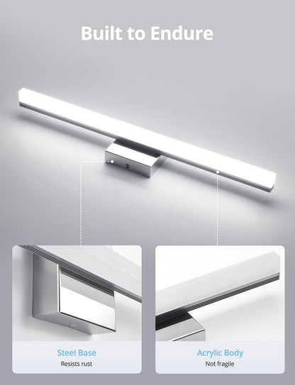 24-Inch LED Vanity Light Bar - Contemporary 14W IP44 Bathroom Fixture with Cool White 6000K for Enhanced Mirror Illumination