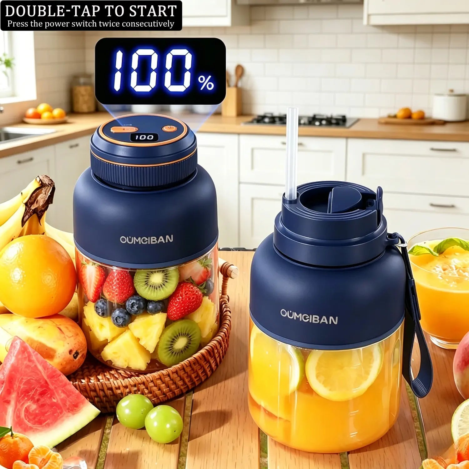 Portable 44Oz Wireless USB Rechargeable Juicer Blender - Perfect for Smoothies, Creams, and Healthy Meals on the Go! Ideal for Camping, Fitness, and Home Use!