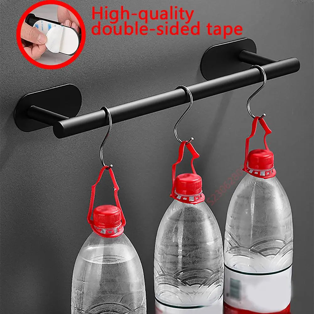 Stainless Steel Wall-Mounted Towel Rack - No Drilling Required, Essential Bathroom Organizer and Accessory
