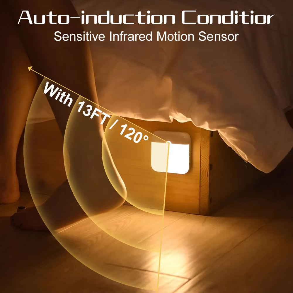 Rechargeable Wireless LED Motion Sensor Night Light - Perfect for Cabinets, Wardrobes, and Staircases