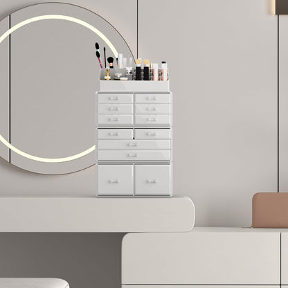 Cosmetic Organizer with 12 Drawer Storage System in White