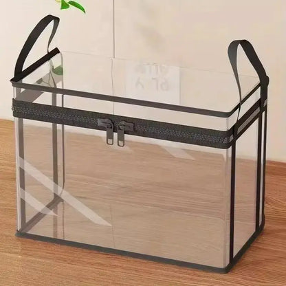 Large Clear Heavy-Duty Plastic Storage Box with Hinged Lid - High Capacity Organizer for Home, Camping, Travel, Attic, and Moving - Free Shipping Available