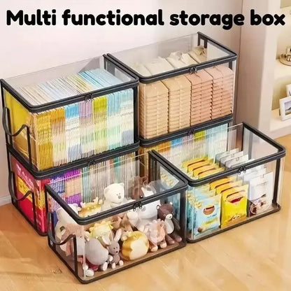 Large Clear Heavy-Duty Plastic Storage Box with Hinged Lid - High Capacity Organizer for Home, Camping, Travel, Attic, and Moving - Free Shipping Available
