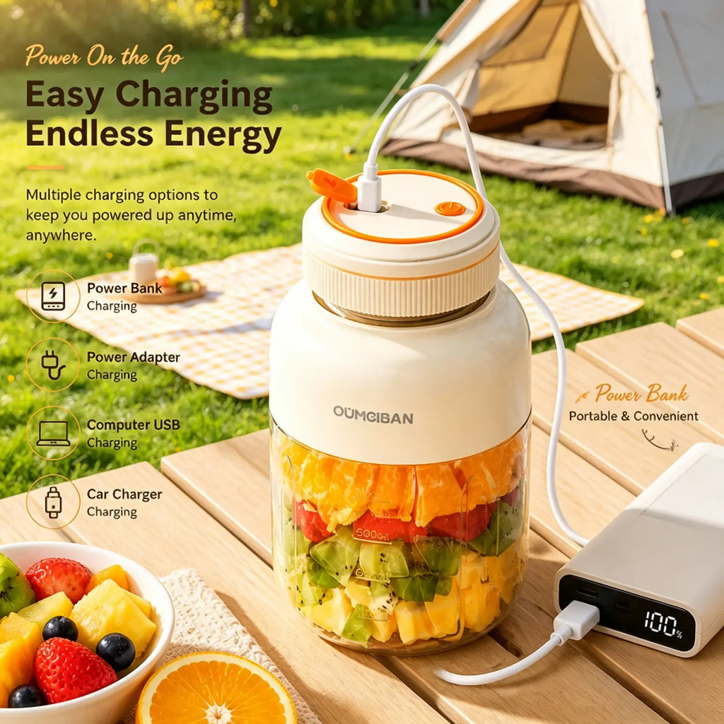 Portable 44Oz Wireless USB Rechargeable Juicer Blender - Perfect for Smoothies, Creams, and Healthy Meals on the Go! Ideal for Camping, Fitness, and Home Use!
