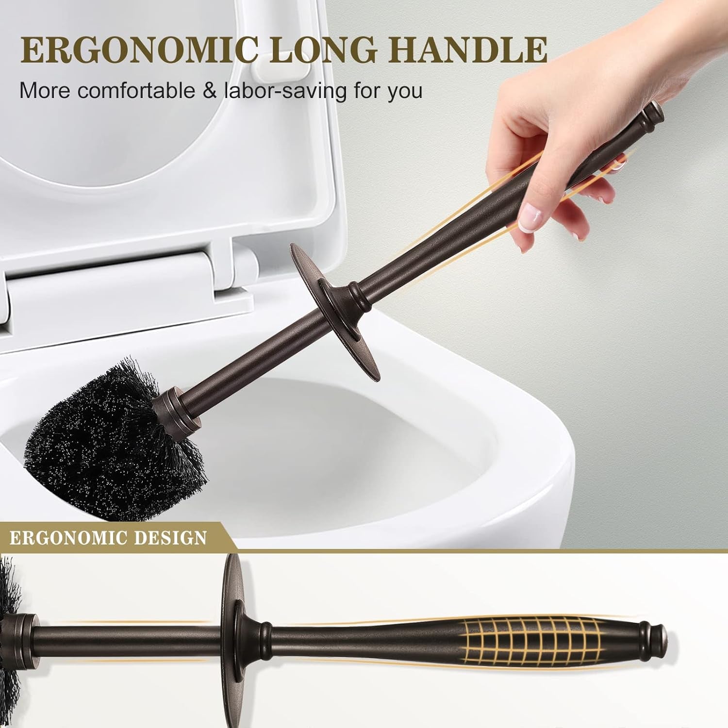 Toilet Bowl Brush Holder Set: Elegant Bronze Toilet Scrubber and Caddy for Deep Cleaning and Decorative Bathroom Accessories
