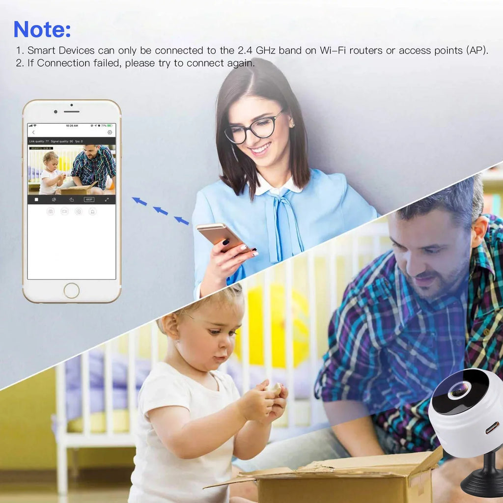 SZDUDU Mini Wireless Security Camera - Full HD 720P, Night Vision, Motion Detection, Perfect for Home, Car, Office, and Outdoor Use