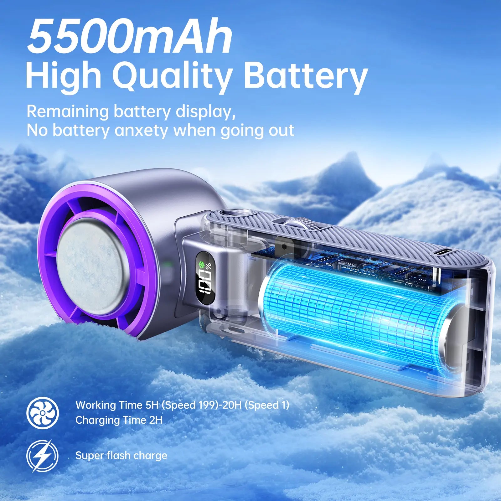 Coolhill Foldable High-Speed Handheld Fan - 199 Adjustable Levels for Ultimate Summer Comfort and Travel Essentials