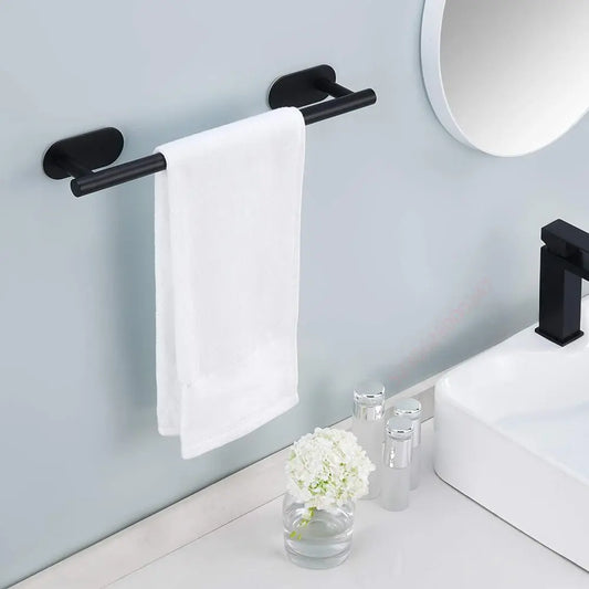 Stainless Steel Wall-Mounted Towel Rack - No Drilling Required, Essential Bathroom Organizer and Accessory