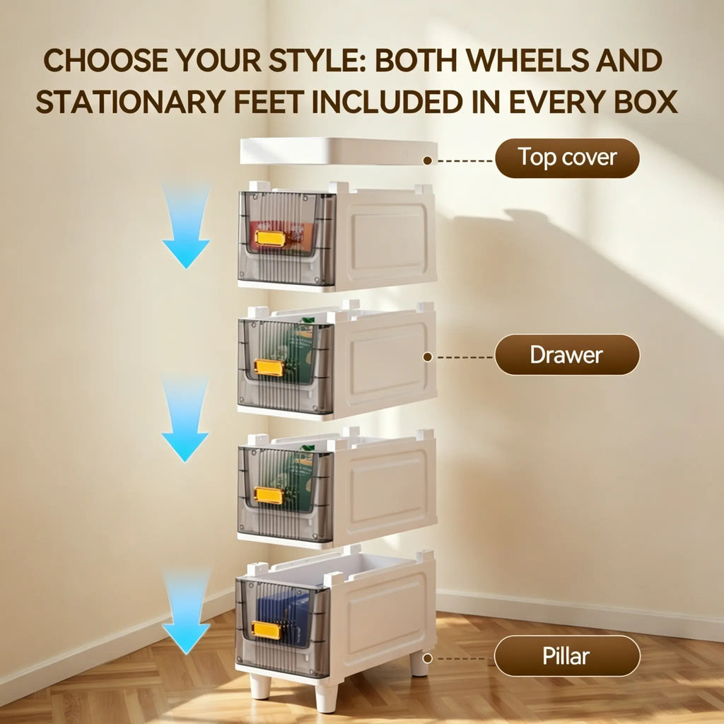 Ultra-Slim 7" Storage Cart - Space-Saving Narrow Drawer Organizer for Bathroom & Kitchen (3/4/5/6 Tier)
