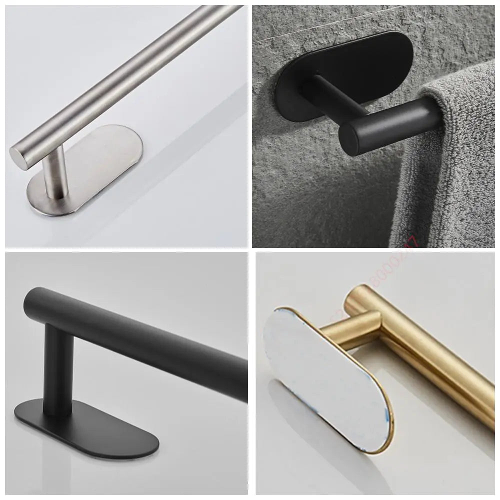 Stainless Steel Wall-Mounted Towel Rack - No Drilling Required, Essential Bathroom Organizer and Accessory