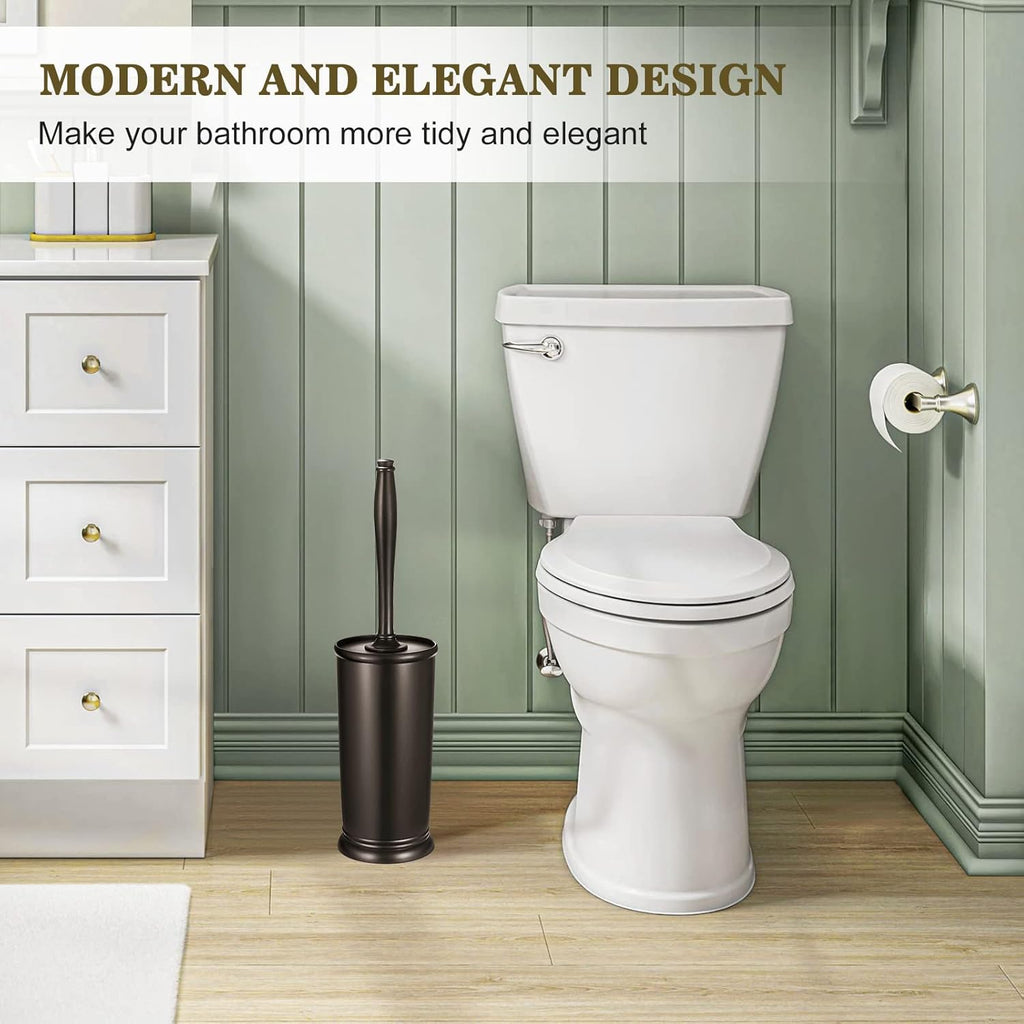 Toilet Bowl Brush Holder Set: Elegant Bronze Toilet Scrubber and Caddy for Deep Cleaning and Decorative Bathroom Accessories
