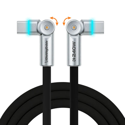 Chubbycable Chubby Rotatex - 240W Dual 180° Rotating Fast Charging Cable with LED Indicator, 48V 5A, USB 2.0, Type-C to Type-C, Available in 3.3Ft and 6.6Ft Lengths, Fast Charge and Data Transmission