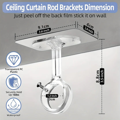 Innovative Drill-Free Ceiling-Mount Curtain Rod Brackets with Easy Self-Adhesive Installation for a Seamless Home Upgrade