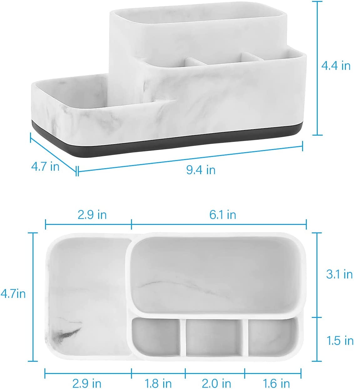 Multi-Functional Bathroom Organizer - Elegant White Marble Toothbrush Holder for Makeup, Skincare, and Accessories Storage