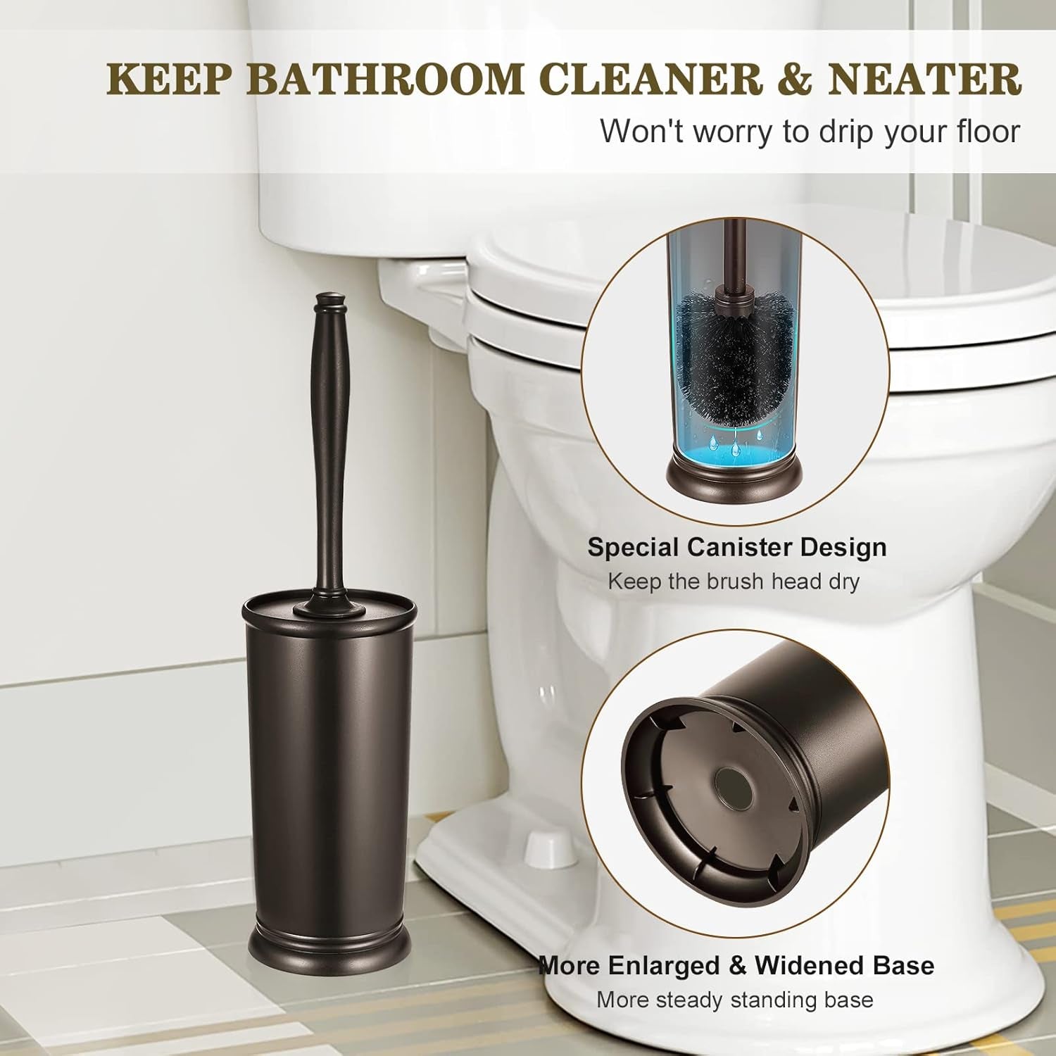 Toilet Bowl Brush Holder Set: Elegant Bronze Toilet Scrubber and Caddy for Deep Cleaning and Decorative Bathroom Accessories